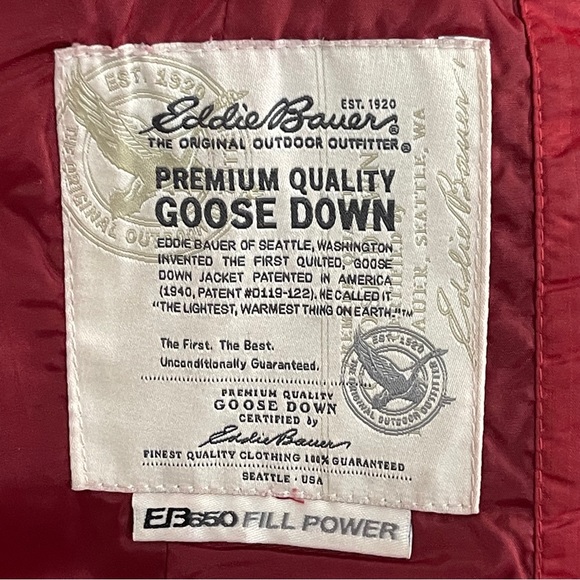 Eddie Bauer Premium Goose Down Belted Red Long Puffer Parka SP - Picture 11 of 12